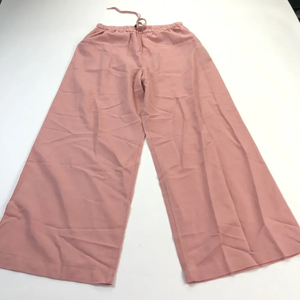 COS EUR 36 (Fit 30W 29L) Linen Cotton High Rise Wide Leg Pants Pink MINT